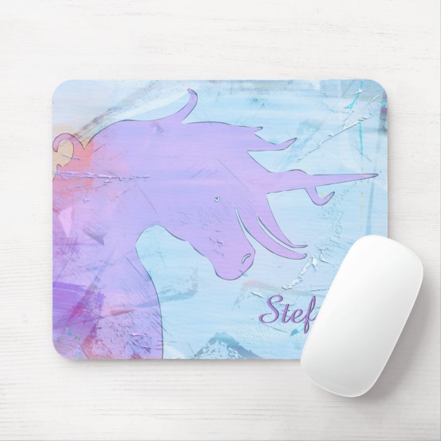 Mousepad Silhueta Unicorn Flutuante (pintada a azul) (Com mouse)
