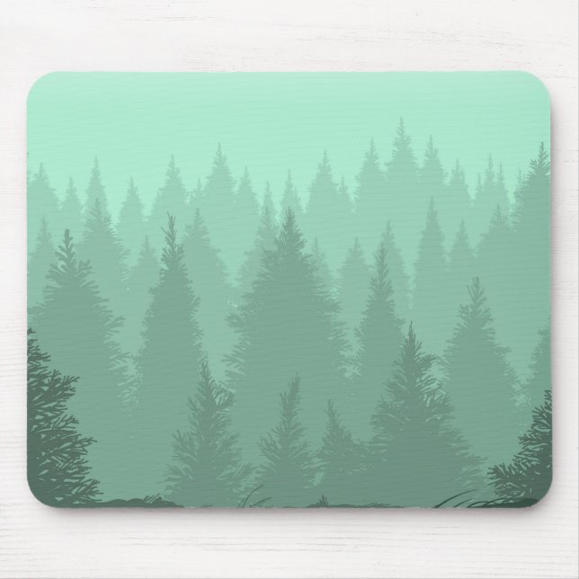 Mousepad Silhueta verde da floresta (Frente)