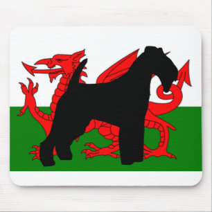 Mousepad silhueta wales flag.png do terrier de galês