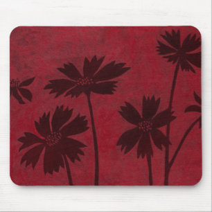 Mousepad Silhuetas da cabeça de flores em segundo plano