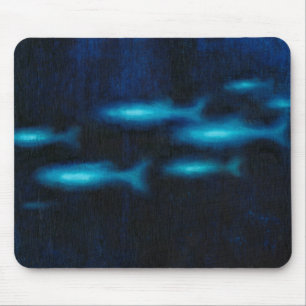 Mousepad Silhuetas de Peixes Azuis Translúcidos