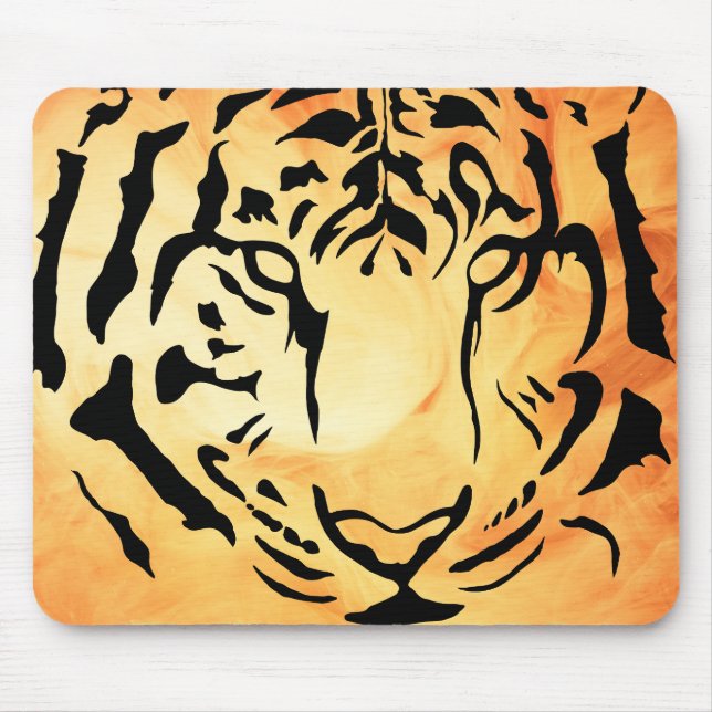 Mousepad Silhuette de Tigre Preto e Branco (Frente)