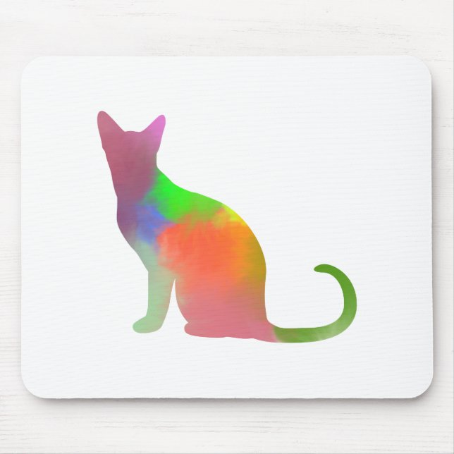 Mousepad Silhuette Gato de Aquarela (Frente)