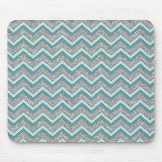 Mousepad Silver Foil e Teal ZigZag (Frente)