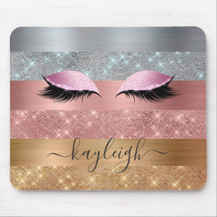 Mousepad Silver Gold Rose Gold Glitter Beauty Eyelash