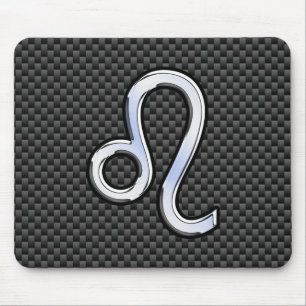 Mousepad Silver Leo Zodíaco Símbolo Carbono Fibra de Carb
