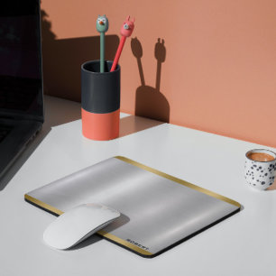 Mousepad Silver Mínimo e Textura Metálica Dourada