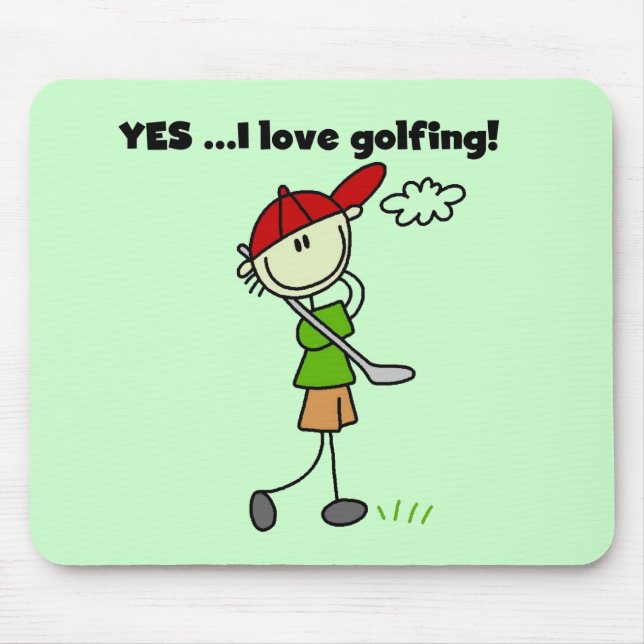 Mousepad SIM Eu Amo Camisetas de Golfe e Presentes (Frente)