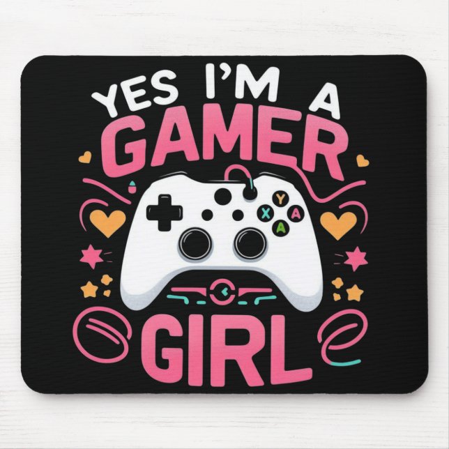 Mousepad Sim, Eu Sou Uma Gamer: Controle Pink e Branco (Frente)