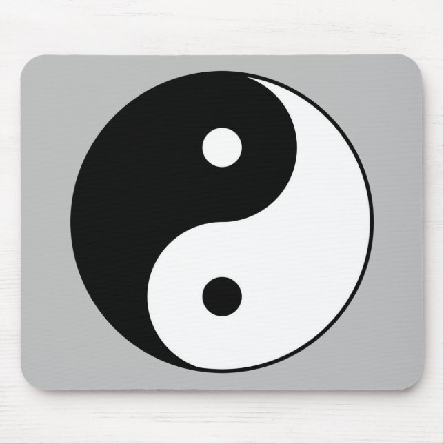 Mousepad símbolo branco preto yin yang (Frente)