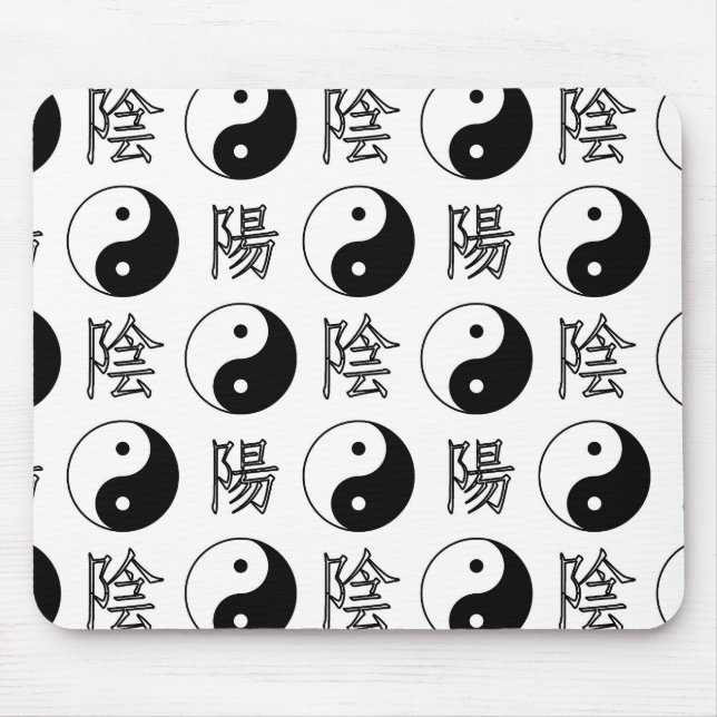 Mousepad Símbolo branco Yinyang Padrão chinês (Frente)