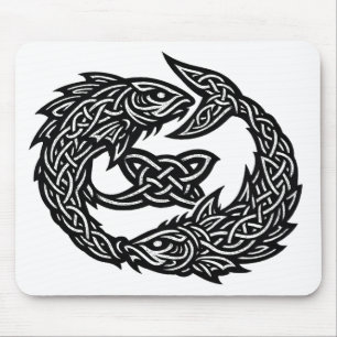 Mousepad Símbolo Celta de Correntes Gêmeas de Peixes   Burn