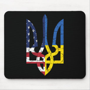 Mousepad Símbolo da Bandeira Americano Ucraniano Amor Apoio