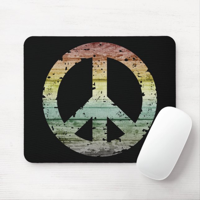Mousepad Símbolo da Paz Boho Hippy 60s 70s (Com mouse)