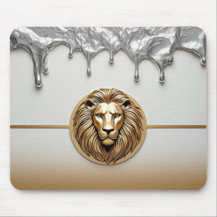 Mousepad Símbolo de Leão Dourado Estilo Metal Luxo 🦁