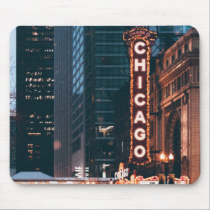 Mousepad Símbolo De Neon De Chicago Illinois À Noite
