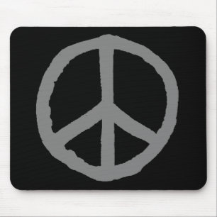 Mousepad Símbolo de paz áspero - cinza no preto