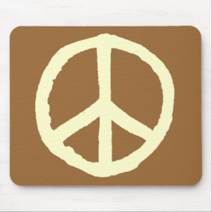 Mousepad Símbolo de paz áspero - creme em Brown