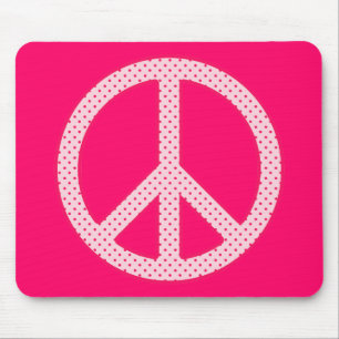 Mousepad Símbolo de Paz com Bolinhas Cor-de-Rosa