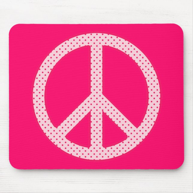 Mousepad Símbolo de Paz com Bolinhas Cor-de-Rosa (Frente)