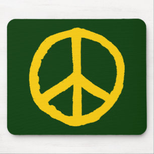 Mousepad Símbolo de paz duro - âmbar no verde escuro