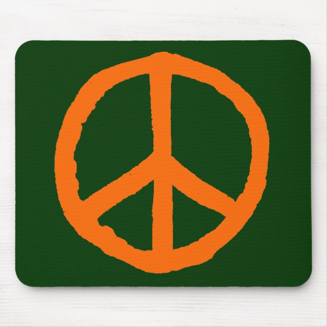 Mousepad Símbolo de paz duro - Laranja no verde escuro (Frente)