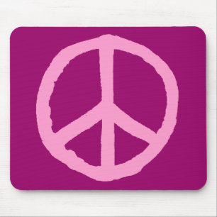Mousepad Símbolo de paz duro - rosa no rosa escuro