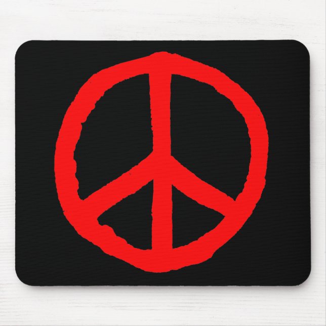 Mousepad Símbolo de paz duro - Vermelho em preto (Frente)