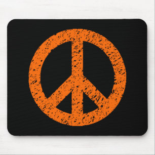 Mousepad Símbolo de paz tencioso - Laranja em preto