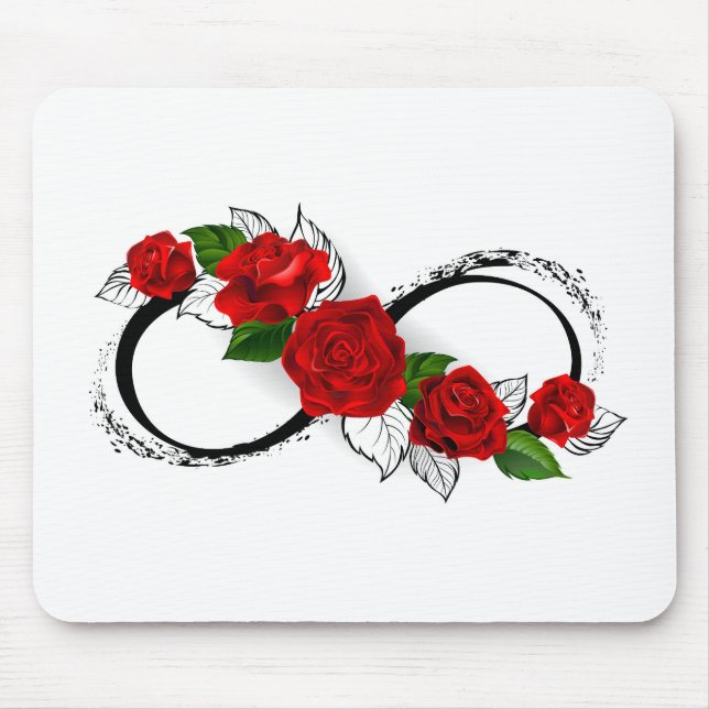 Mousepad Símbolo do Infinito com Rosas Vermelhas (Frente)