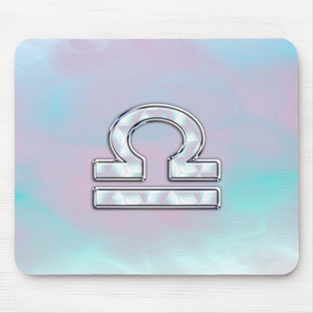 Mousepad Símbolo Elegante Libra Zodiac Mãe de Estilo Pérola (Frente)