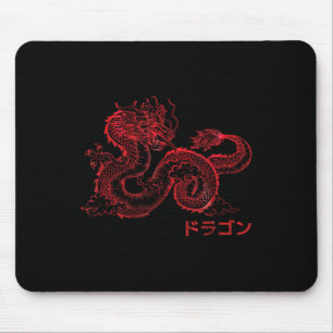 Mousepad Símbolo estético do dragão vermelho japonês Kanji