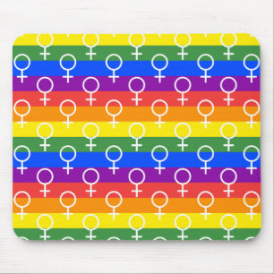 Mousepad Símbolo feminino do padrão arco-íris