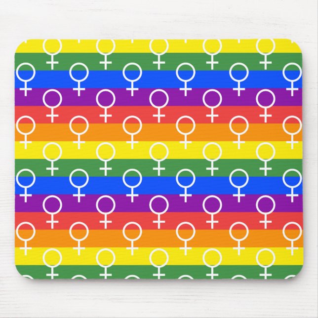 Mousepad Símbolo feminino - Padrão do arco-íris (Frente)