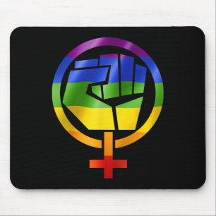 Mousepad Símbolo Feminista Lgbt Resiste Orgulho Fist Rainbo