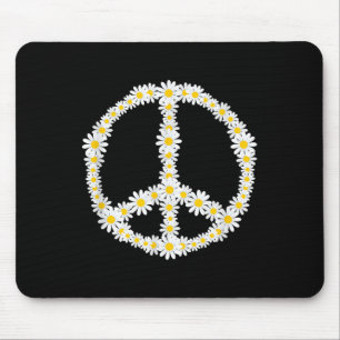 Mousepad Símbolo Hippie Flores Logotipo Anti-Guerra Disies