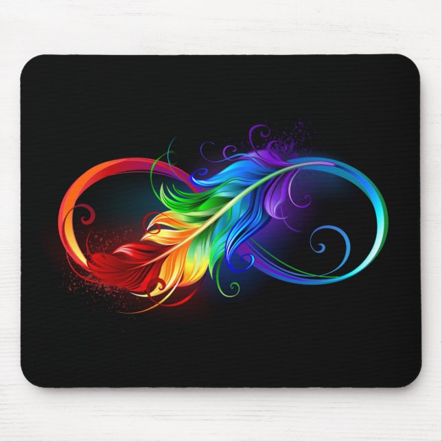 Mousepad Símbolo Infinito com Pena Arco-Íris (Frente)