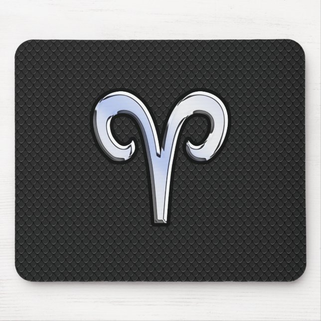 Mousepad Símbolo Moderno de Cromo Como Aries Zodiac (Frente)