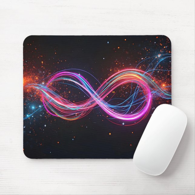 Mousepad Símbolo Neon Infinity em movimento (Com mouse)