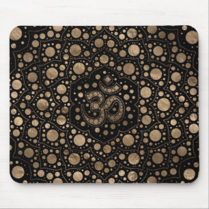 Mousepad Símbolo OM - Arte Ponto - Preto e Dourado
