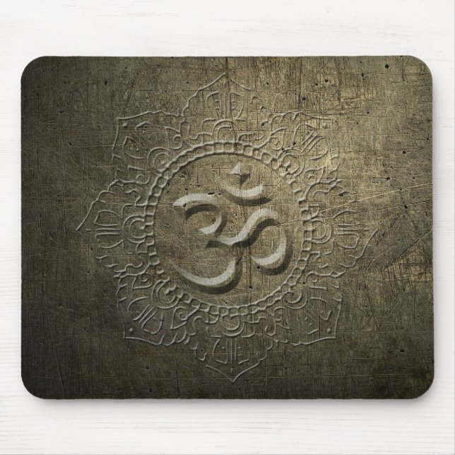 Mousepad Símbolo OM Mandala Bronze Efeito de metal 1 MP (Frente)