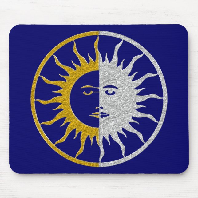 Mousepad Símbolo SUN & MOON - prata dourada (Frente)