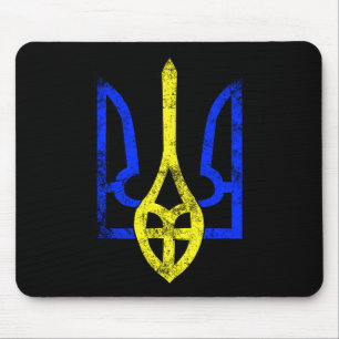 Mousepad Símbolo ucraniano antigo vintage Tryzub Ucrânia Fl