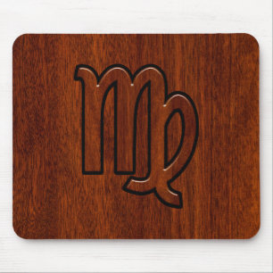 Mousepad Símbolo Virgo Zodiac no Estilo de Mahogany