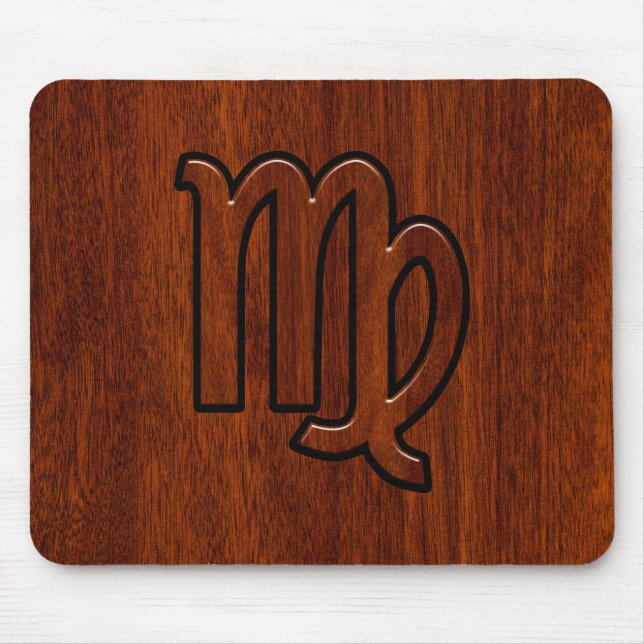 Mousepad Símbolo Virgo Zodiac no Estilo de Mahogany (Frente)