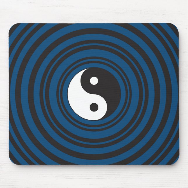 Mousepad Símbolo Yin Yang Símbolo Blue Concentric Circles R (Frente)