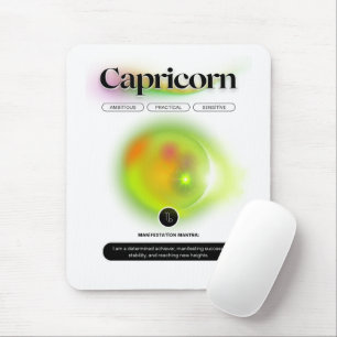 Mousepad Símbolo Zodiano Moderno Capricórnio Citação Elemen