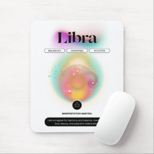 Mousepad Símbolo Zodiano Moderno Libra Cita Elemento Aéreo