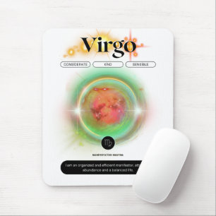 Mousepad Símbolo Zodiano Moderno Virgo Citação Elemento da