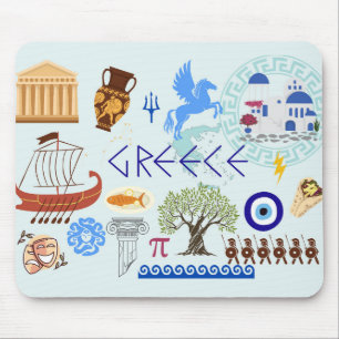 Mousepad Símbolos da Grécia Amantes de Viagens